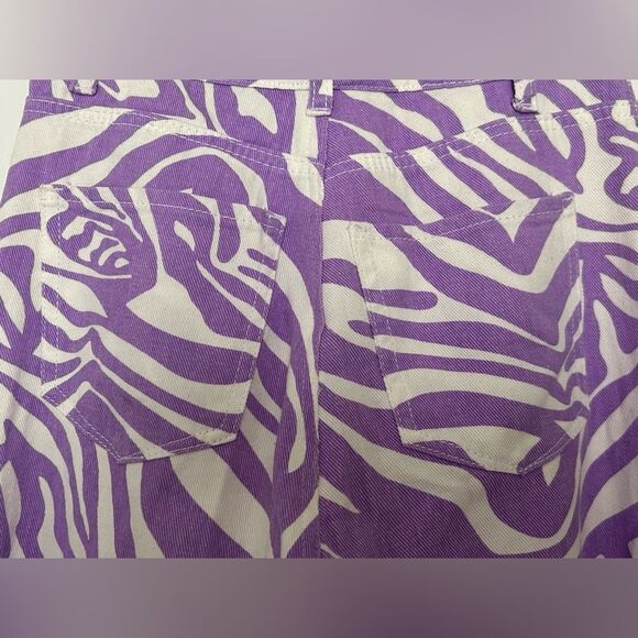 SHEIN Women’s Purple & White Zebra Print Retro Hippie Wide Leg Pants Size XS - Picture 6 of 11